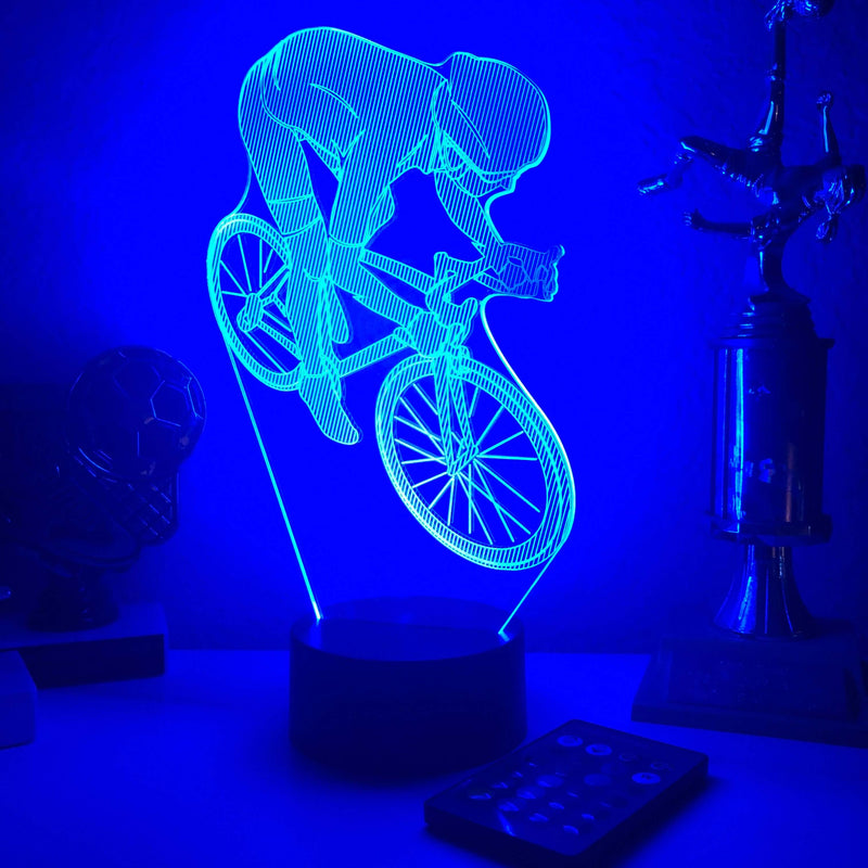 Bicyclist - 3D Optical Illusion Lamp - carve-craftworks-llc