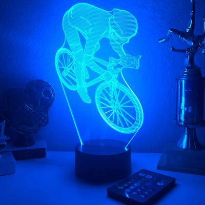 Bicyclist - 3D Optical Illusion Lamp - carve-craftworks-llc
