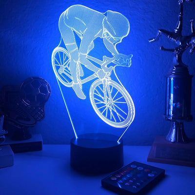 Bicyclist - 3D Optical Illusion Lamp - carve-craftworks-llc