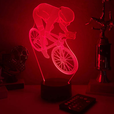 Bicyclist - 3D Optical Illusion Lamp - carve-craftworks-llc