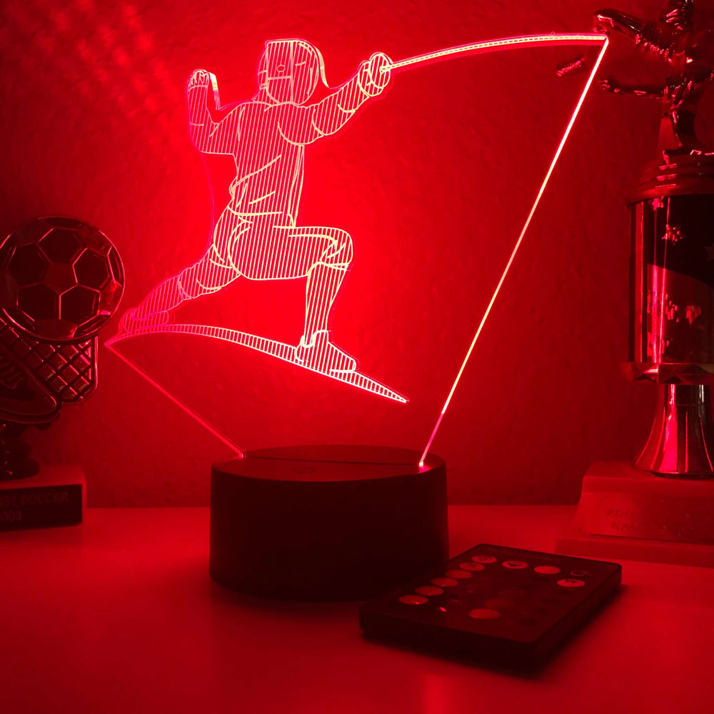 Fencer - 3D Optical Illusion Lamp - carve-craftworks-llc