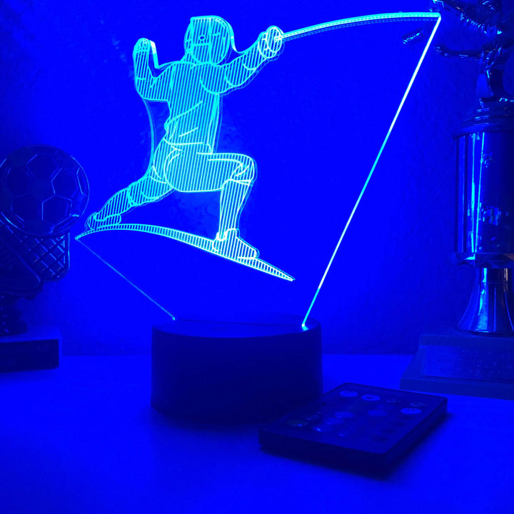 Fencer - 3D Optical Illusion Lamp - carve-craftworks-llc