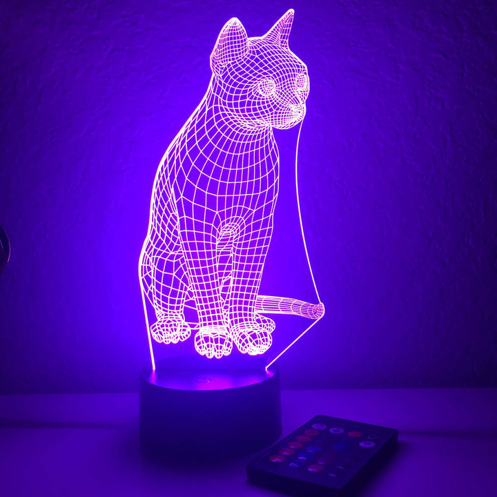Cat - Animal - 3D Optical Illusion Lamp - carve-craftworks-llc