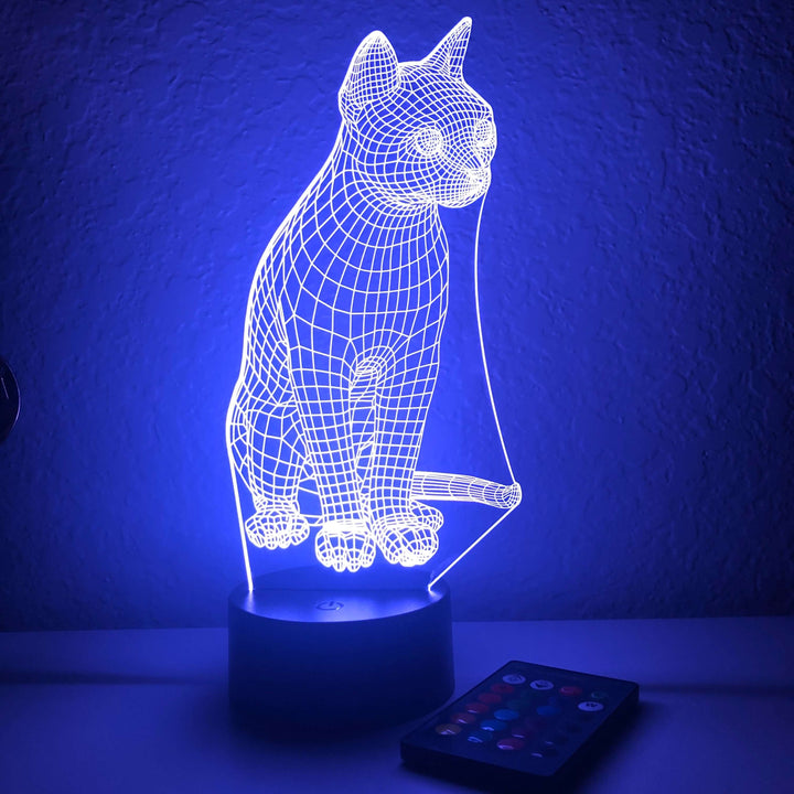 Cat - Animal - 3D Optical Illusion Lamp - carve-craftworks-llc
