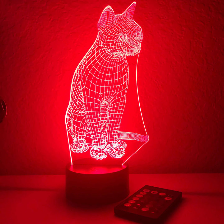 Cat - Animal - 3D Optical Illusion Lamp - carve-craftworks-llc