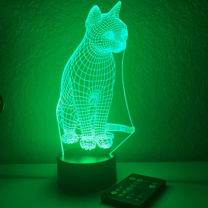 Cat - Animal - 3D Optical Illusion Lamp - carve-craftworks-llc