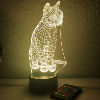 Cat - Animal - 3D Optical Illusion Lamp - carve-craftworks-llc