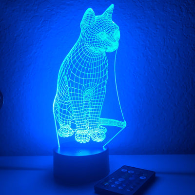Cat - Animal - 3D Optical Illusion Lamp - carve-craftworks-llc