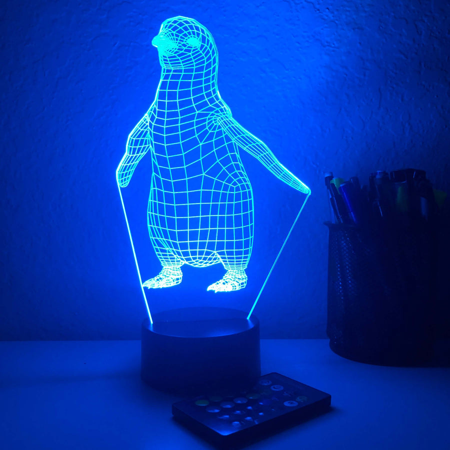 Baby Penguin - Animal - 3D Optical Illusion Lamp - carve-craftworks-llc