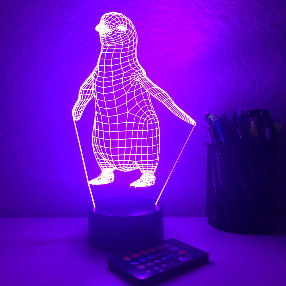 Baby Penguin - Animal - 3D Optical Illusion Lamp - carve-craftworks-llc