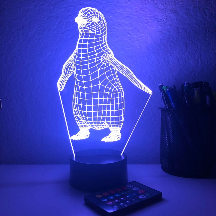 Baby Penguin - Animal - 3D Optical Illusion Lamp - carve-craftworks-llc
