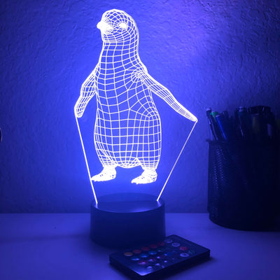 Baby Penguin - Animal - 3D Optical Illusion Lamp - carve-craftworks-llc