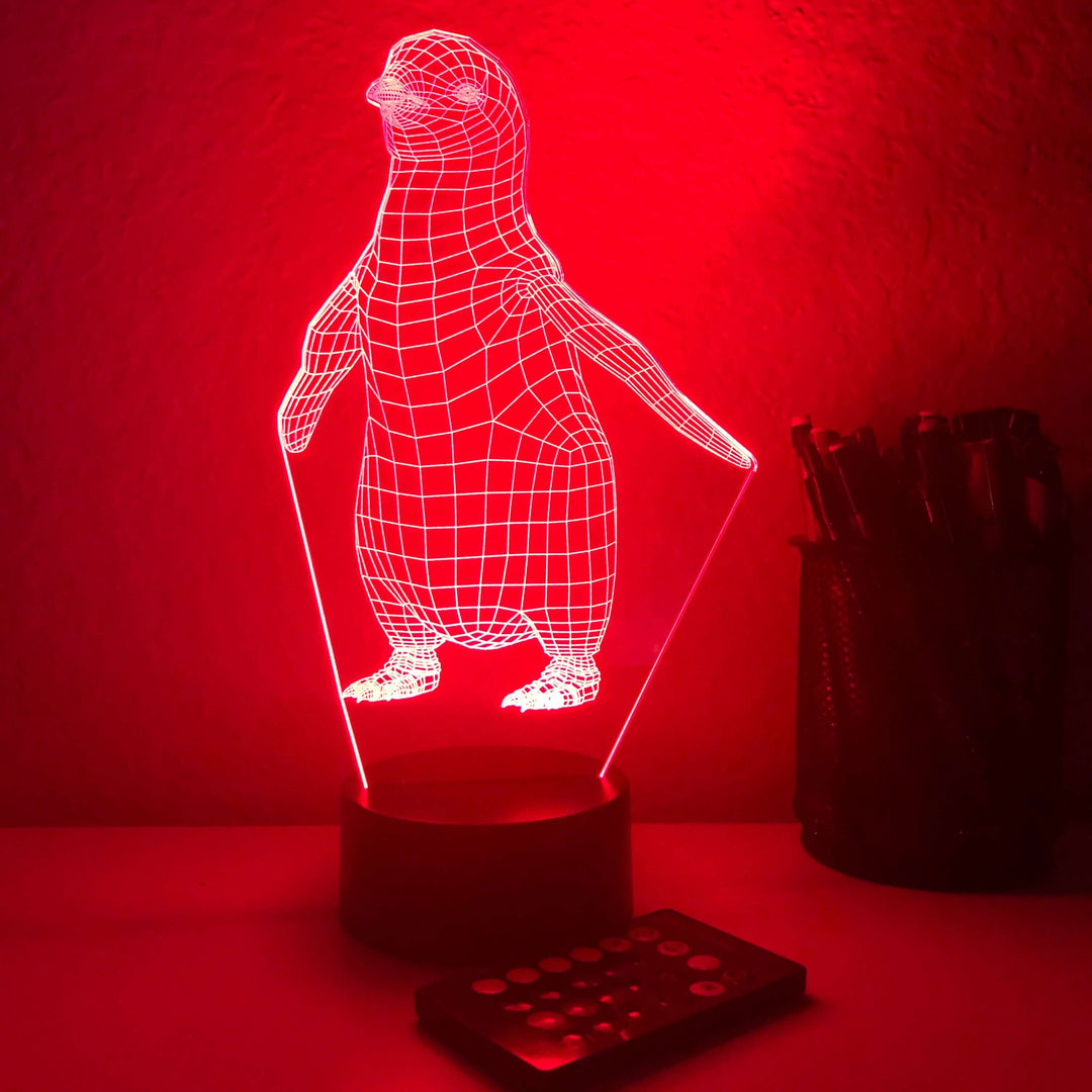 Baby Penguin - Animal - 3D Optical Illusion Lamp - carve-craftworks-llc