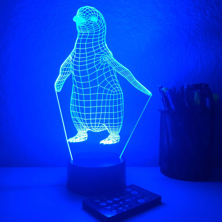 Baby Penguin - Animal - 3D Optical Illusion Lamp - carve-craftworks-llc