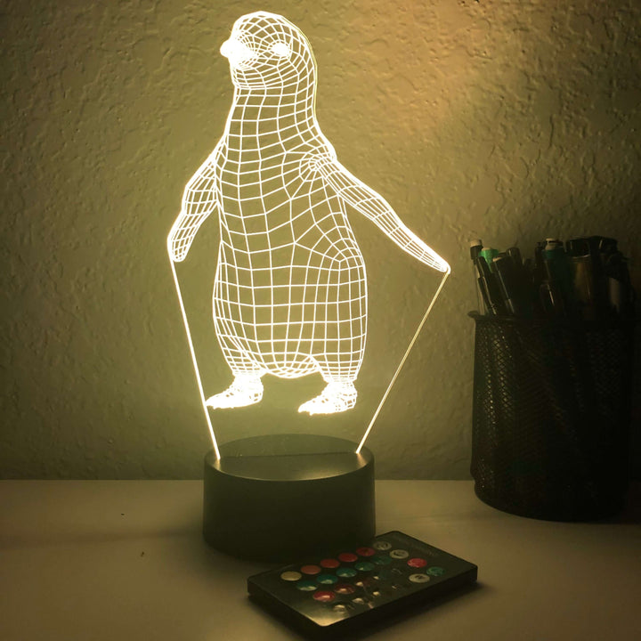 Baby Penguin - Animal - 3D Optical Illusion Lamp - carve-craftworks-llc