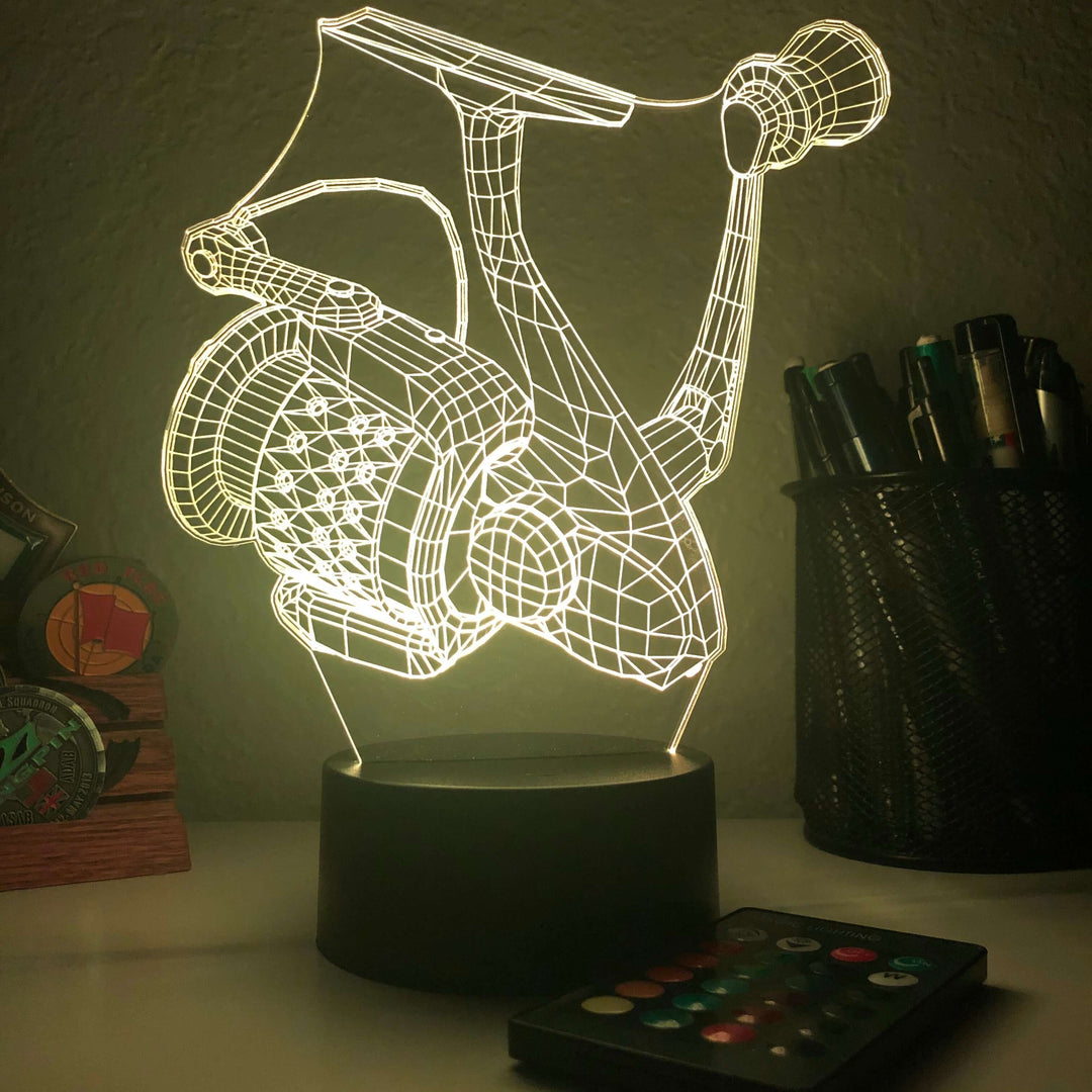 Fishing Reel - 3D Optical Illusion Lamp - carve-craftworks-llc
