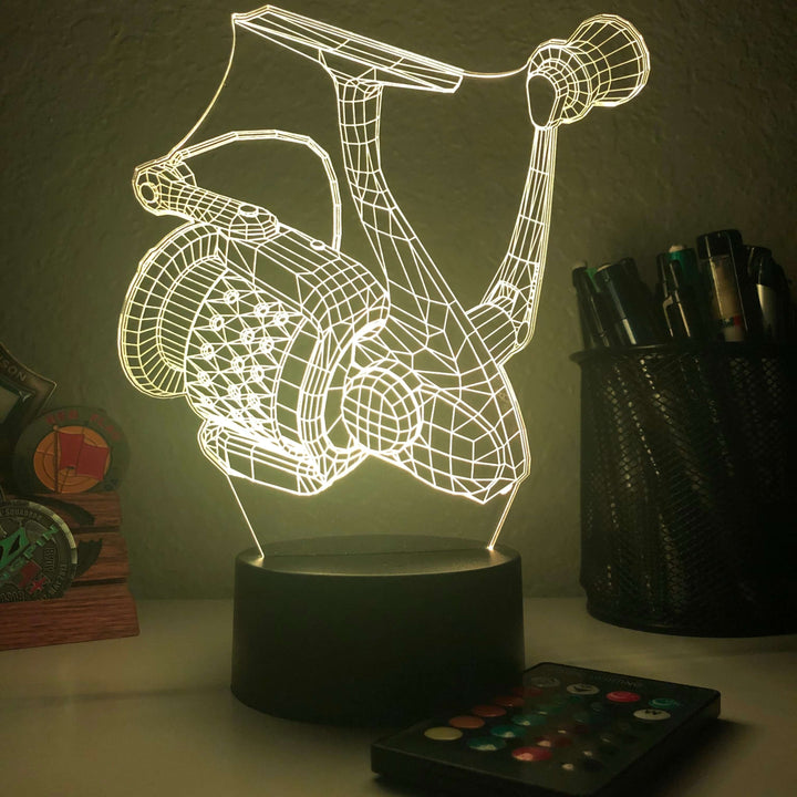 Fishing Reel - 3D Optical Illusion Lamp - carve-craftworks-llc