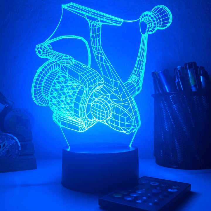 Fishing Reel - 3D Optical Illusion Lamp - carve-craftworks-llc