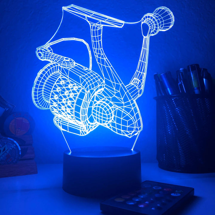 Fishing Reel - 3D Optical Illusion Lamp - carve-craftworks-llc