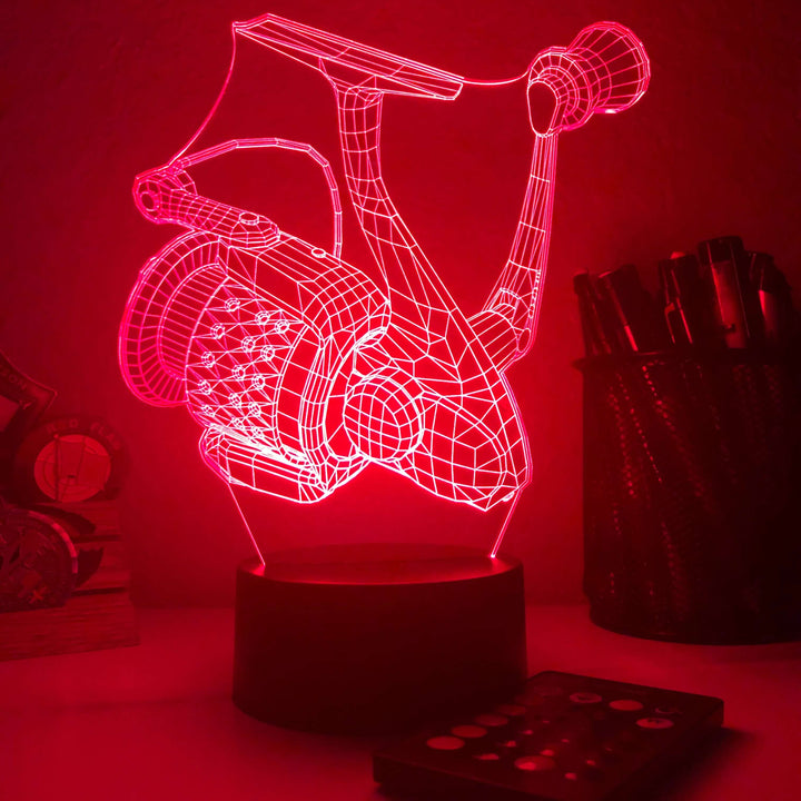 Fishing Reel - 3D Optical Illusion Lamp - carve-craftworks-llc