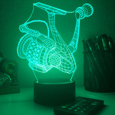 Fishing Reel - 3D Optical Illusion Lamp - carve-craftworks-llc