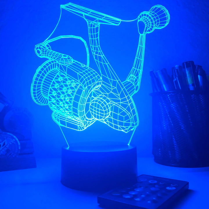 Fishing Reel - 3D Optical Illusion Lamp - carve-craftworks-llc