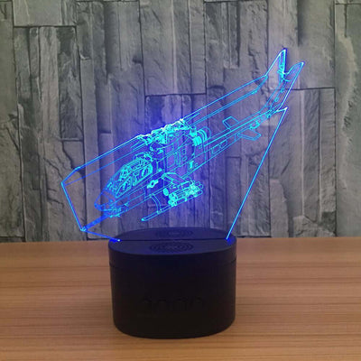 Cobra Helicopter - 3D Optical Illusion Lamp - carve-craftworks-llc