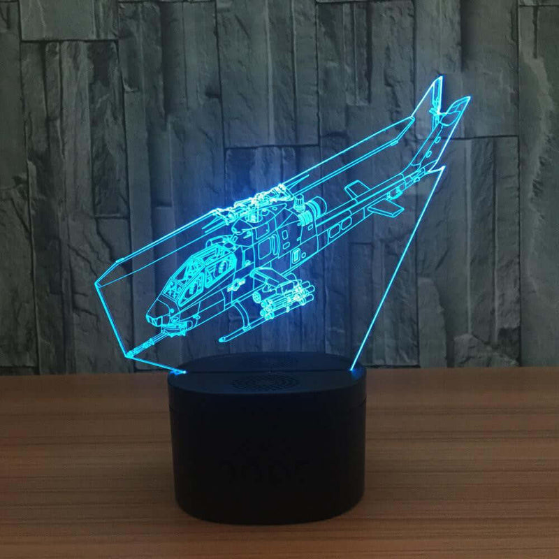 Cobra Helicopter - 3D Optical Illusion Lamp - carve-craftworks-llc