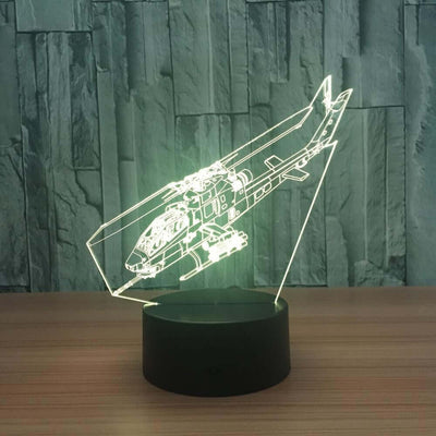 Cobra Helicopter - 3D Optical Illusion Lamp - carve-craftworks-llc