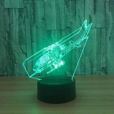 Cobra Helicopter - 3D Optical Illusion Lamp - carve-craftworks-llc