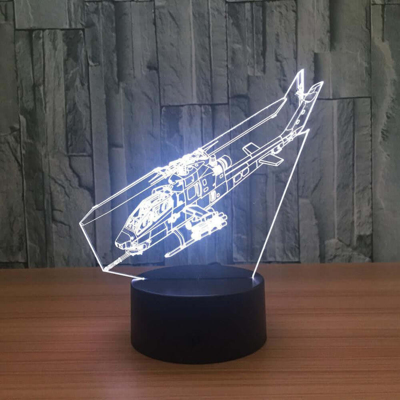 Cobra Helicopter - 3D Optical Illusion Lamp - carve-craftworks-llc