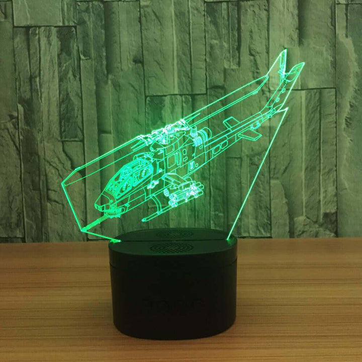Cobra Helicopter - 3D Optical Illusion Lamp - carve-craftworks-llc