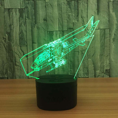 Cobra Helicopter - 3D Optical Illusion Lamp - carve-craftworks-llc