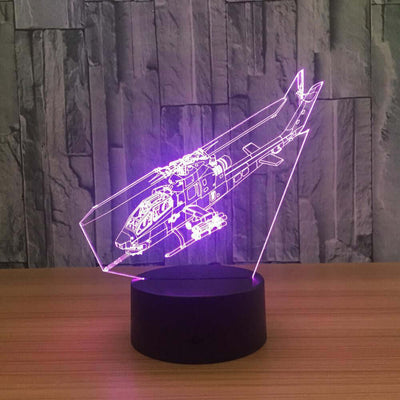 Cobra Helicopter - 3D Optical Illusion Lamp - carve-craftworks-llc