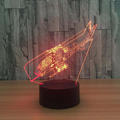 Cobra Helicopter - 3D Optical Illusion Lamp - carve-craftworks-llc