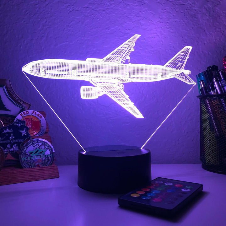 777-200 Airliner - 3D Optical Illusion Lamp - carve-craftworks-llc