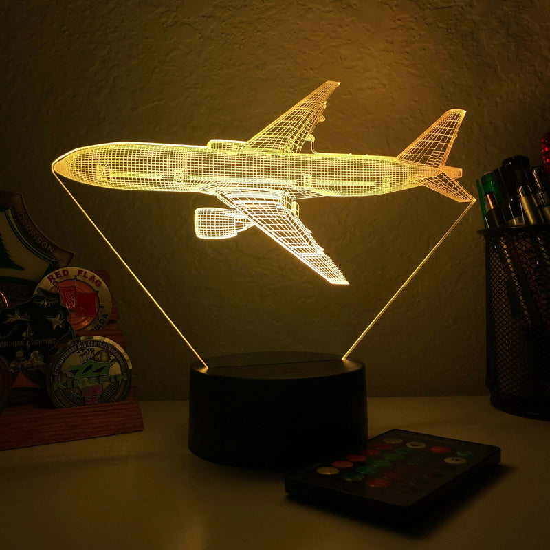 777-200 Airliner - 3D Optical Illusion Lamp - carve-craftworks-llc