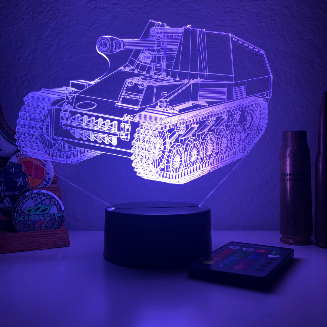 WWII German Wespe Artillery  - 3D Optical Illusion Lamp - carve-craftworks-llc