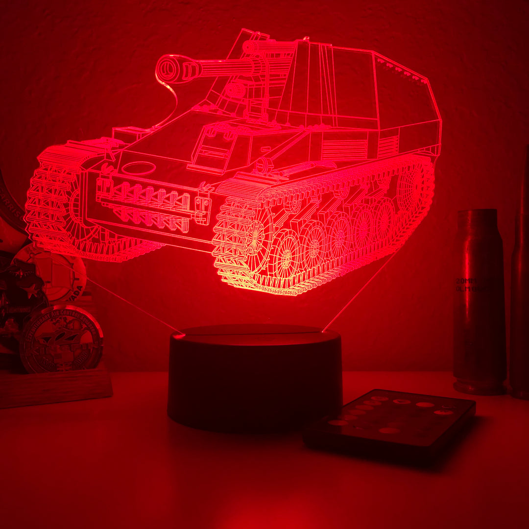 WWII German Wespe Artillery  - 3D Optical Illusion Lamp - carve-craftworks-llc