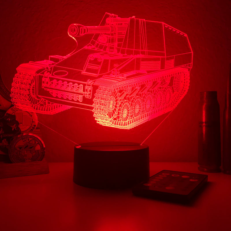 WWII German Wespe Artillery  - 3D Optical Illusion Lamp - carve-craftworks-llc