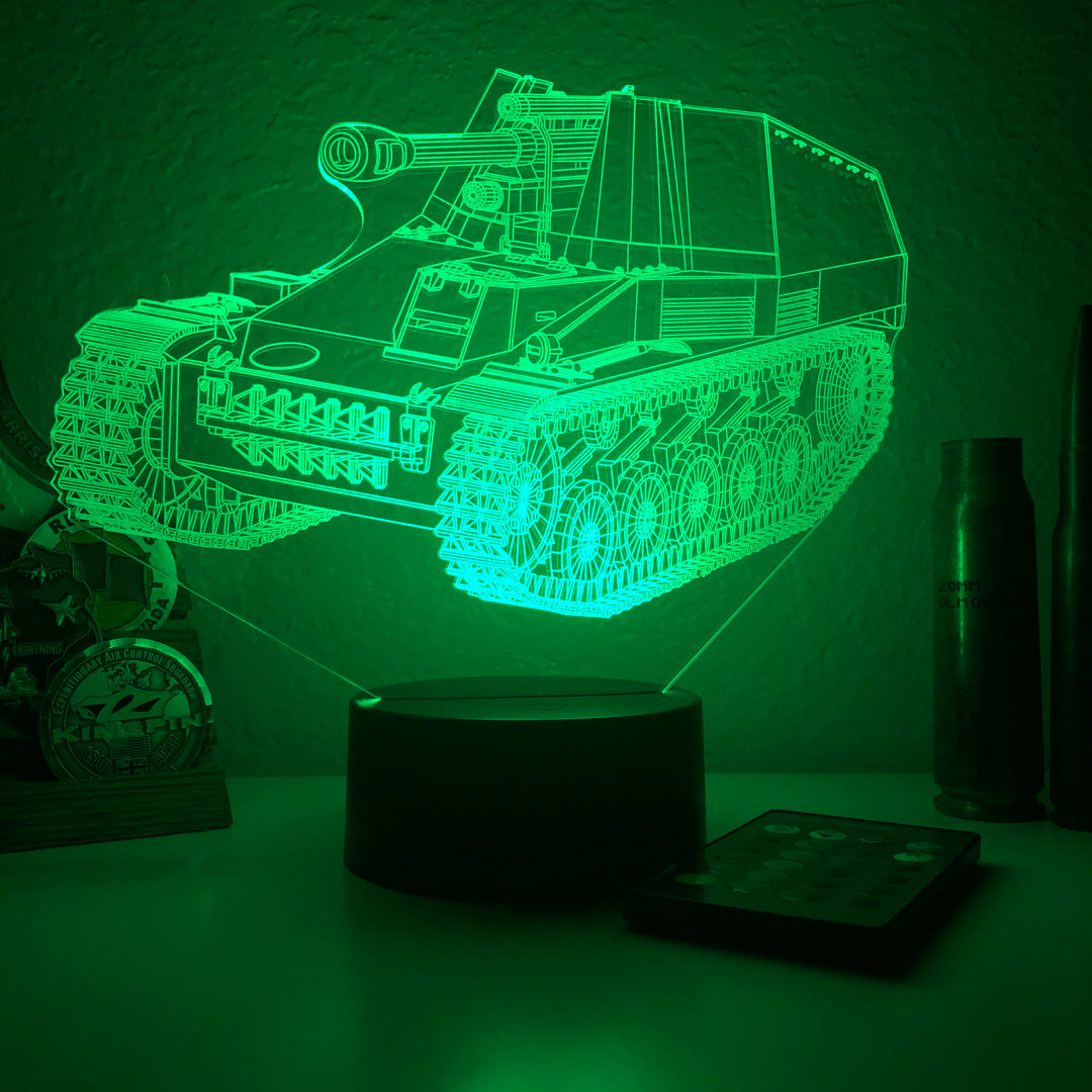 WWII German Wespe Artillery  - 3D Optical Illusion Lamp - carve-craftworks-llc