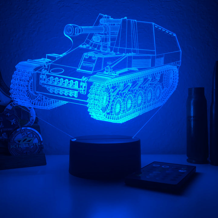 WWII German Wespe Artillery  - 3D Optical Illusion Lamp - carve-craftworks-llc