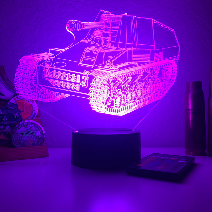 WWII German Wespe Artillery  - 3D Optical Illusion Lamp - carve-craftworks-llc