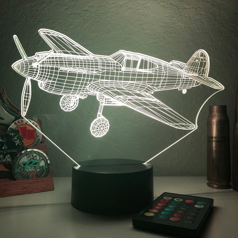 P-40 Warhawk Fighter Plane - 3D Optical Illusion Lamp - carve-craftworks-llc
