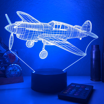 P-40 Warhawk Fighter Plane - 3D Optical Illusion Lamp - carve-craftworks-llc
