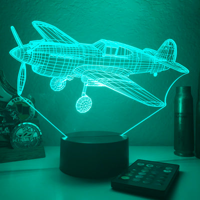 P-40 Warhawk Fighter Plane - 3D Optical Illusion Lamp - carve-craftworks-llc