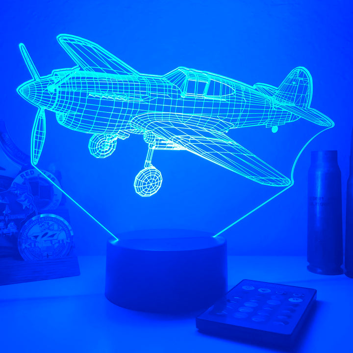 P-40 Warhawk Fighter Plane - 3D Optical Illusion Lamp - carve-craftworks-llc