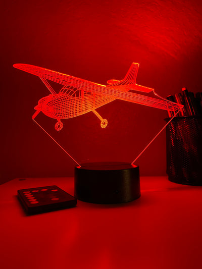 Piston-Powered Prop Plane - 3D Optical Illusion Lamp - carve-craftworks-llc