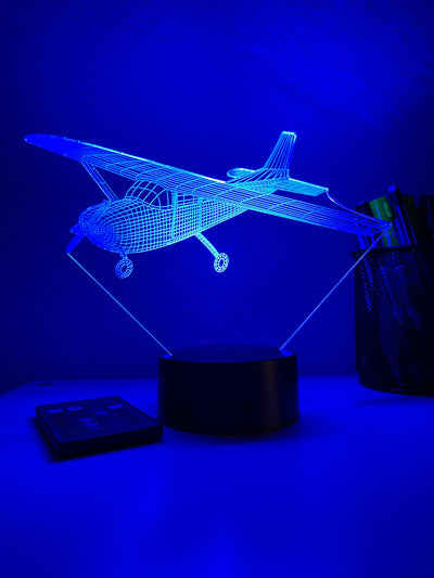 Piston-Powered Prop Plane - 3D Optical Illusion Lamp - carve-craftworks-llc