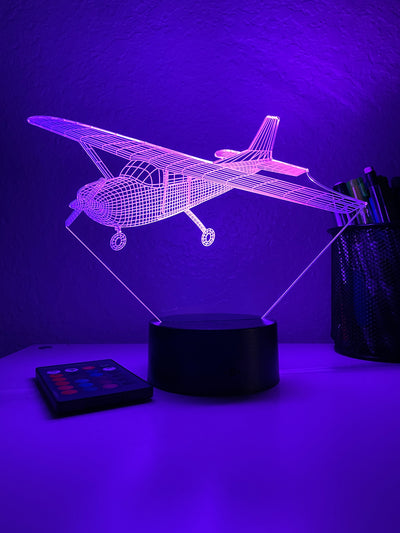 Piston-Powered Prop Plane - 3D Optical Illusion Lamp - carve-craftworks-llc